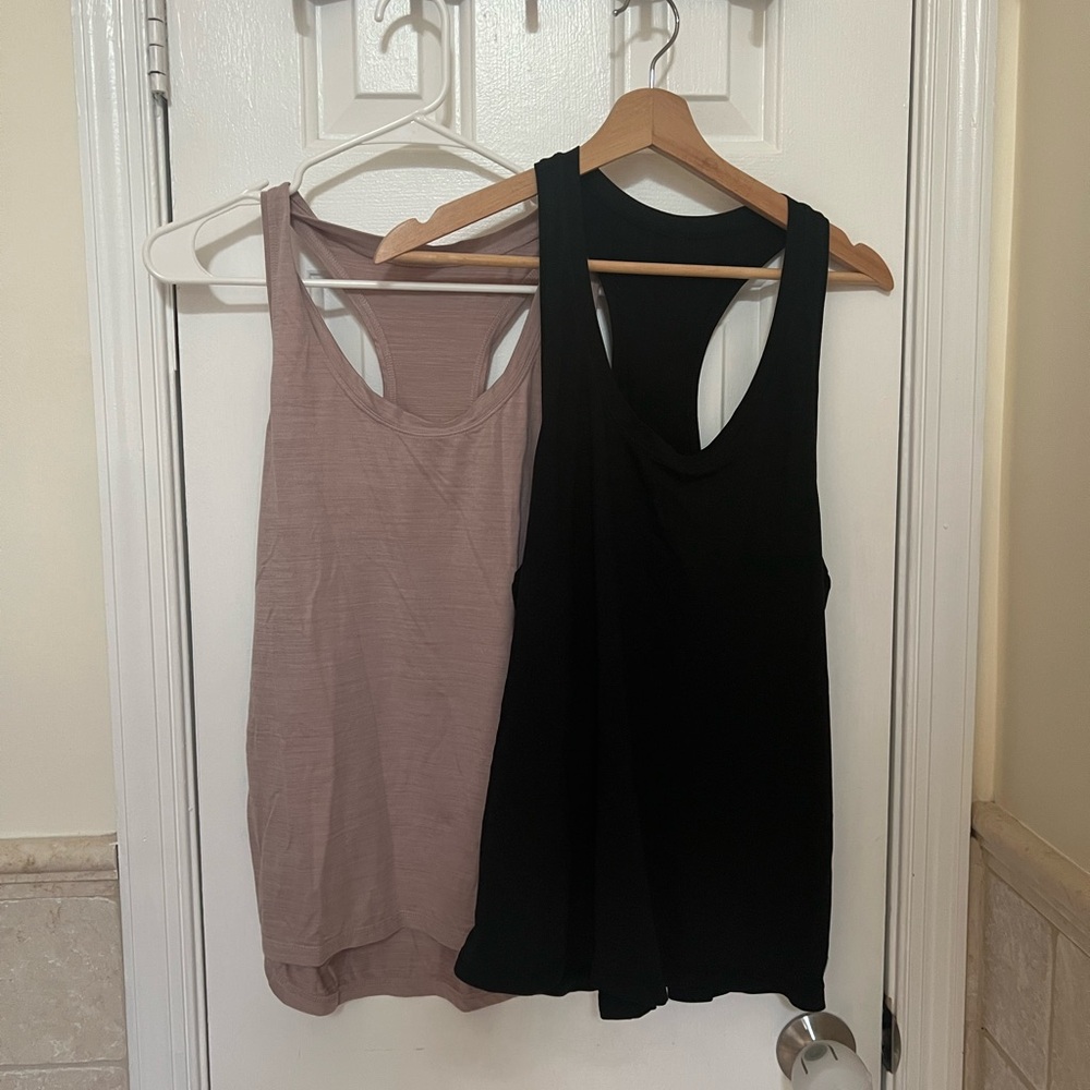 Vuori Black and Mauve Tank Tops